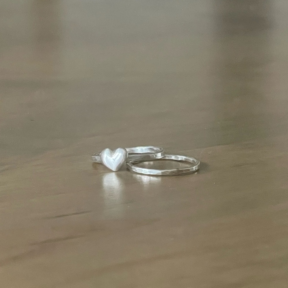 Sterling Silver Puffy Heart Ring Stacker